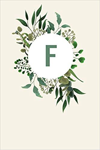 indir F: 110 College-Ruled Pages (6 x 9) | Light Green Monogram Journal and Notebook with a Simple Vintage Floral Green Leaves Design | Personalized Initial ... | Pretty Monogramed Composition Notebook
