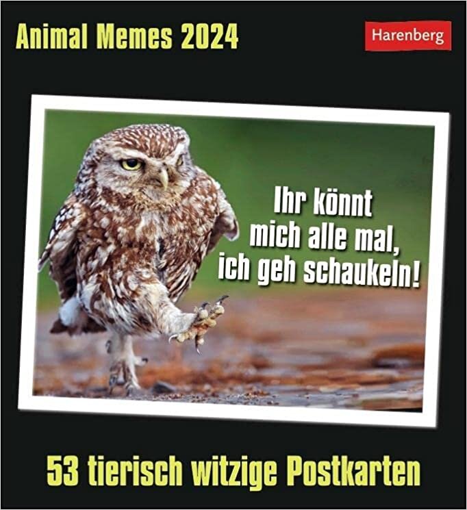 Animal Memes Postkartenkalender 2024: 53 tierisch witzige Postkarten