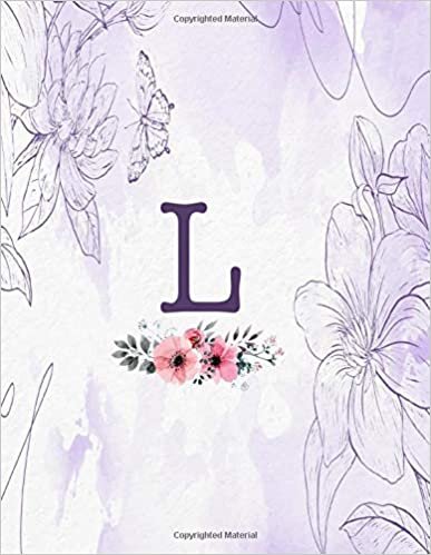 indir L: Monogram Initial L Notebook for Girls s and Women, Violet Floral Monogrammed Blank Lined Composition Note Book, Writing Pad, Journal or Diary, Gift Idea (8.5 in x 11 in) 110 pages