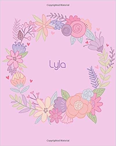indir Lyla: 110 Lined Pages 8x10 Cute Pink Blossom Design with Lettering Name for Girl, Journal, School and Self Note,Lyla