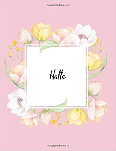 indir Halle: 110 Ruled Pages 55 Sheets 8.5x11 Inches Water Color Pink Blossom Design for Note / Journal / Composition with Lettering Name,Halle