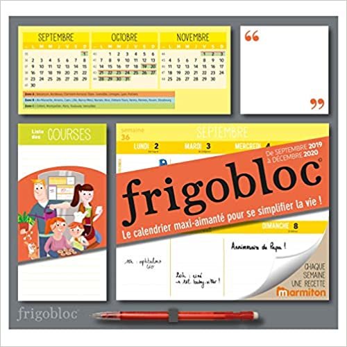 Frigobloc 2020 hebdomadaire - Calendrier d'organisation familiale / semaine (sept 2019 - Dec 2020). Le calendrier maxi-aimanté pour se simplifier la ... pour se simplifer la vie ! (P.BAC FRIGOGAMM) indir