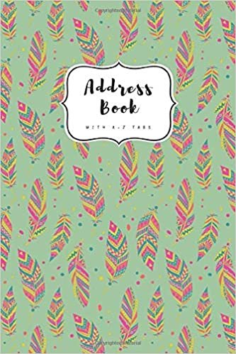 Address Book with A-Z Tabs: 4x6 Contact Journal Mini | Alphabetical Index | Ethnic Feather Pattern Design Green indir
