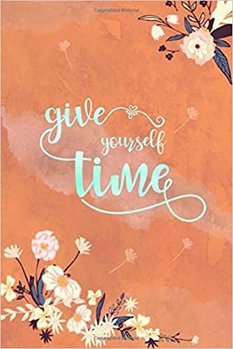 indir Give Yourself Time: 6x9 Password Book Organizer Large Print with Alphabetical Tabs | Flower Design Marble Orange