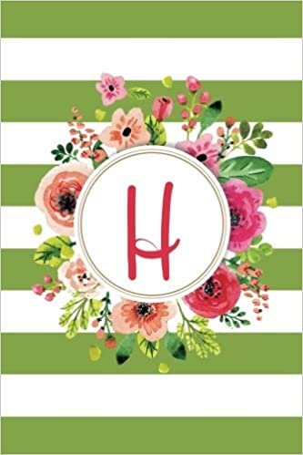 indir H (6x9 Journal): Lined Writing Notebook with Monogram, 120 Pages – Olive Green Striped with Pink, Orange, Magenta, and Fuchsia Flowers (Olive Floral, Band 8): Volume 8