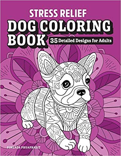 indir Stress Relief Dog Coloring Book: 35 Detailed Designs for Adults