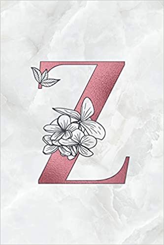 indir Z: Letter Z Journal, Rose Gold on Marble, Personalized Notebook Monogram Initial, 6 x 9