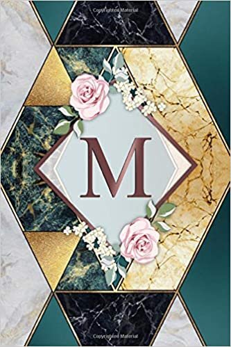 indir M: Pretty Monogram Letter M Initial College Ruled Notebook for Girls &amp; Women | Floral Personalized Medium Lined Journal for Writing &amp; Notes | Abstract Turquoise, Rose Gold, White &amp; Black Marble