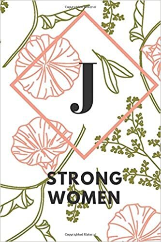 J (STRONG WOMEN): Monogram Initial "J" Notebook for Women and Girls, green and creamy color. indir