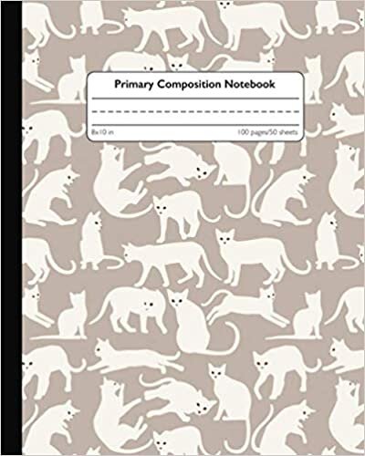 Primary Composition Notebook: Pretty Kitten Handwriting Notebook with Dashed Mid-line and Story Paper Journal | Grades K-2, 100 Story Pages | Cute Playful Cat Silhouette Print for Boys & Girls indir
