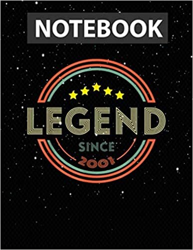 indir 20 Years Old s Legend Since 2001 Vintage 20th Birthday / Notebook Journal Line / Large 8.5&#39;&#39;x11&#39;&#39;