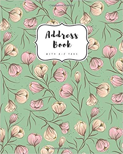 indir Address Book with A-Z Tabs: 8x10 Contact Journal Jumbo | Alphabetical Index | Large Print | Flower Bud Pattern Design Green