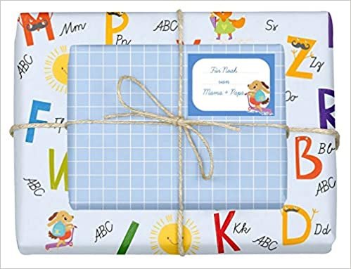 indir Geschenkpapier-Set für Kinder: Einschulung (für Jungen): 4x Einzelbögen + 4x Schulheft-Etiketten