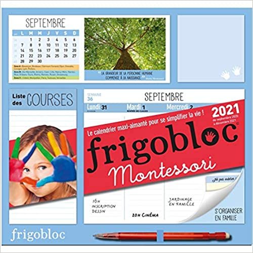 Frigobloc Montessori 2021 - Calendrier d'organisation familiale (de sept. 2020 à décembre 2021) (P.BAC FRIGOGAMM) indir