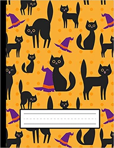 indir Cute Black Cats, Witch Hats - Halloween Primary Story Journal To Write And Draw For Grades K-2 Kids: Standard Size, Dotted Midline, Blank Handwriting Practice Paper With Picture Space For Girls, Boys