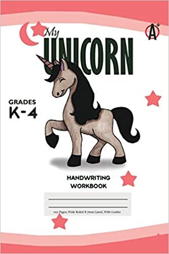 My Unicorn Primary Handwriting k-4 Workbook, 51 Sheets, 6 x 9 Inch, Pink Cover indir