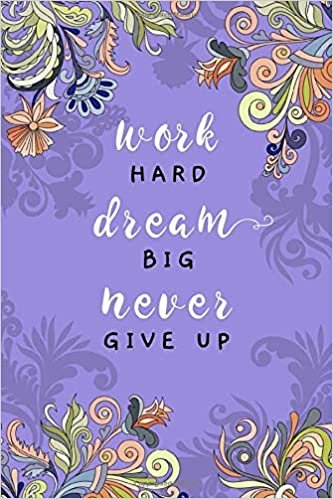Work Hard, Dream Big, Never Give Up: 4x6 Password Notebook with A-Z Tabs | Mini Book Size | Indian Curl Ornamental Floral Design Blue-Violet indir