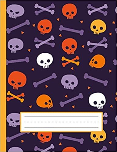 indir Colorful Skulls, Bones - Halloween Primary Composition Notebook For Kindergarten To 2nd Grade (K-2) Kids: Standard Size, Dotted Midline, Blank Handwriting Practice Paper Notebook For Girls, Boys