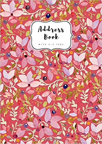 Address Book with A-Z Tabs: A4 Contact Journal Jumbo | Alphabetical Index | Large Print | Watercolor Floral Pattern Design Red