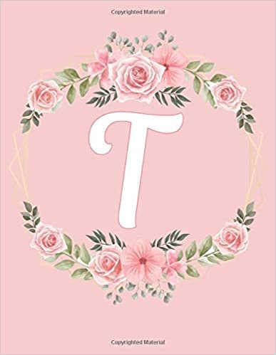 indir Rose Pink Floral T Monogram Initial letter T Notebooks Journals gifts for kids, Girls and Women who like flowers, Writing &amp; Note Taking - 120 pages of ... Book, Composition notebook, Journal or Diary