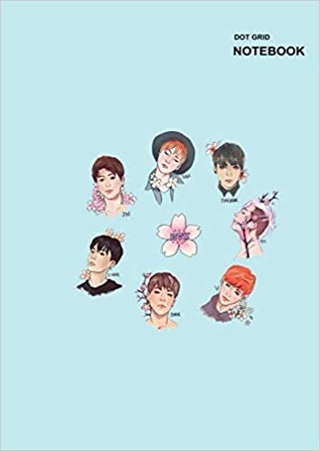 Dot grid composition notebook: Dotted Pages, 110 Pages, (8.27" x 11.69") A4, BTS Members with Cherry Blossom Cover. indir