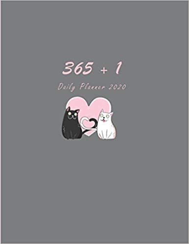indir 365 + 1 Daily Planner: Adorable Gray Cover with Lovely Cats / One Day per Page / Everyday Time Schedule Planning - Trackers, Task Lists, Goals and ... and Monthly Calendars) Large, 420 pages