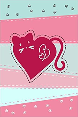 indir B: Heart Cat Monogram Blank Journal. A perfect romantic notebook for cat lovers.