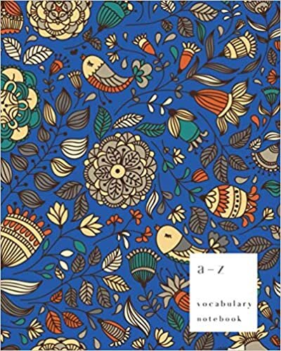 indir A-Z Vocabulary Notebook: 8x10 Large Journal 2 Columns with Alphabet Index | Artistic Bird Floral Cover Design | Blue