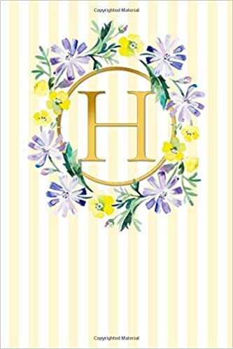 H: Elegant Classic French Stripes / Lilac Flowers with Gold | Super Cute Monogram Initial Letter Notebook | Personalized Lined Journal / Diary | ... Style Monogram Composition Notebook, Band 1) indir