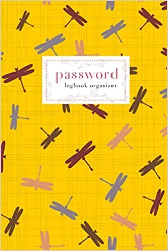 Password Logbook Organizer: 6x9 Medium Password Notebook with A-Z Alphabet Index | Large Print | Geometric Line Dragonfly Design | Yellow indir