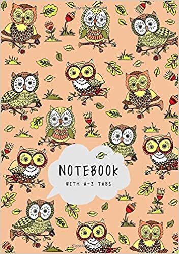 indir Notebook with A-Z Tabs: A5 Lined-Journal Organizer Medium with Alphabetical Section Printed | Cute Owl Floral Design Orange