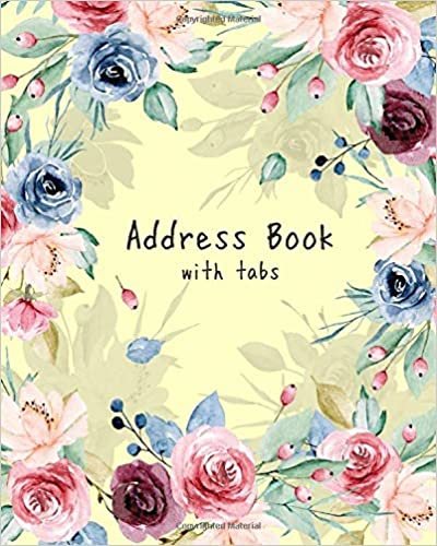indir Address Book with Tabs: 8x10 Large Contact Notebook Organizer | A-Z Alphabetical Tabs | Large Print | Peony Rose Flower Frame Design Yellow