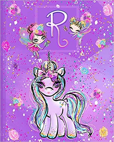 indir R: Unicorn Composition Notebook Wide Ruled | Monogrammed Initial R