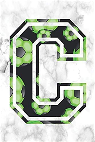 C Journal: A Monogrammed C Initial Capital Letter Notebook For Writing And Notes: Green White Marble Soccer Ball Sports Football Print