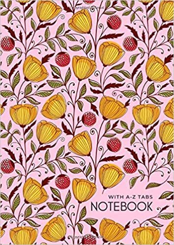indir Notebook with A-Z Tabs: A4 Lined-Journal Organizer Large with Alphabetical Sections Printed | Drawing Flower Berry Design Pink