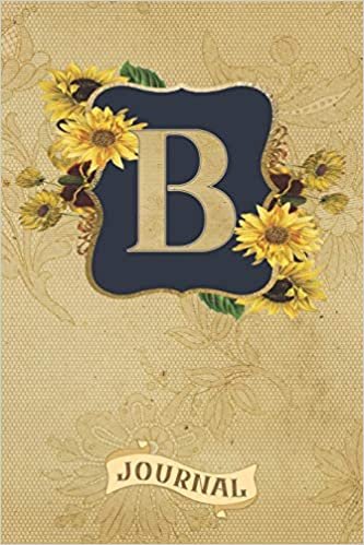 B Journal: Vintage Sunflowers Journal Monogram Initial B Lined and Dot Grid Notebook | Decorated Interior indir