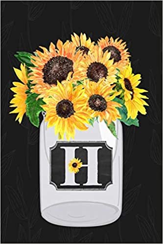 indir H: Sunflower Journal, Monogram Initial H Blank Lined Diary with Interior Pages Decorated With Sunflowers.