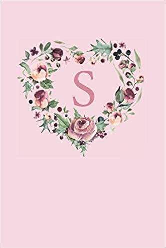 indir S: Pink Monogram Sketchbook | 110 Sketchbook Pages (6 x 9) | Soft Pink Roses and Peonies in a Watercolor Heart Shaped Wreath Monogram Sketch Notebook ... Letter Journal | Monogramed Sketchbook