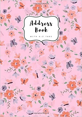indir Address Book with A-Z Tabs: B5 Contact Journal Medium | Alphabetical Index | Large Print | Little Flower Butterfly Design Pink