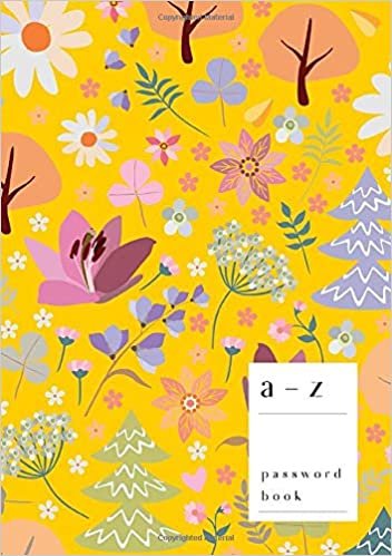 A-Z Password Book: A5 Medium Password Notebook with A-Z Alphabet Index | Large Print Format | Cute Blossom Art Floral Design | Yellow indir