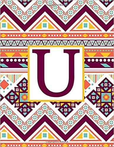 indir U: Monogram Initial U Notebook for Women and Girls-Multicolored Tribal Print-120 Pages 8.5 x 11