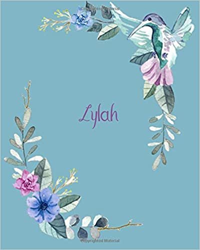 indir Lylah: 110 Pages 8x10 Inches Classic Blossom Blue Design with Lettering Name for Journal, Composition, Notebook and Self List, Lylah
