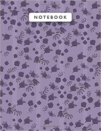 Notebook Cyber Grape Color Mini Vintage Rose Flowers Lines Patterns Cover Lined Journal: Work List, 110 Pages, Planning, Wedding, 8.5 x 11 inch, Monthly, A4, College, Journal, 21.59 x 27.94 cm