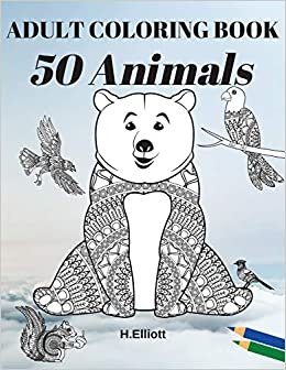 indir ADULT COLORING BOOK 50 Animals: Adults Relaxation with Stress Relieving Animal Designs