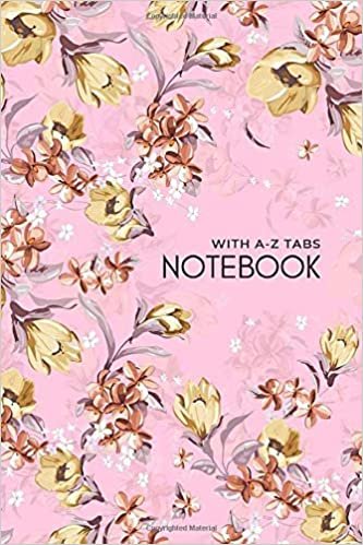 Notebook with A-Z Tabs: 4x6 Lined-Journal Organizer Mini with Alphabetical Section Printed | Elegant Floral Illustration Design Pink indir