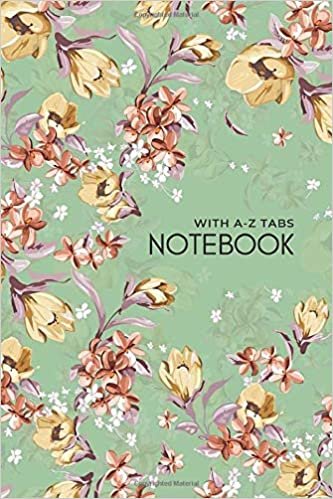 Notebook with A-Z Tabs: 4x6 Lined-Journal Organizer Mini with Alphabetical Section Printed | Elegant Floral Illustration Design Green indir