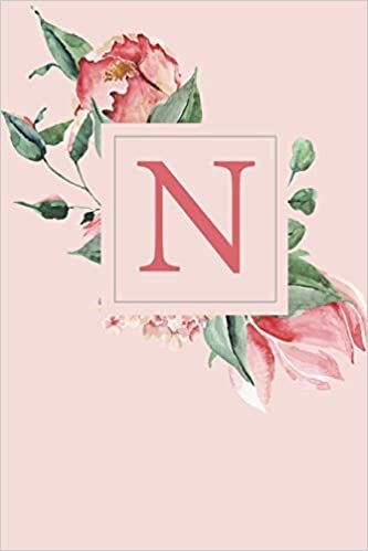 indir N: A Soft Pink Roses and Peonies Monogram Sketchbook | 110 Sketchbook Pages (6 x 9) | Floral Watercolor Monogram Sketch Notebook | Personalized Initial Letter Journal | Monogramed Sketchbook