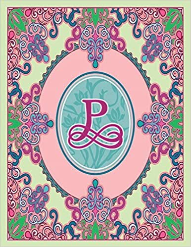 indir Journal Notebook Initial Letter &quot;P&quot; Monogram: Fun, Decorative Wide-Ruled Diary. Featuring a Unique Pink and Teal Design with Pistachio Green ... Frame Wildflowers Initial Letter Monogram)