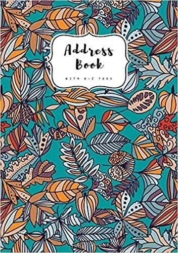 indir Address Book with A-Z Tabs: A5 Contact Journal Medium | Alphabetical Index | Abstract Hand Draw Floral Design Teal