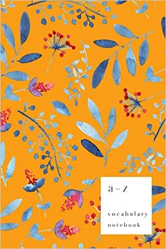 indir A-Z Vocabulary Notebook: 4x6 Small Journal 2 Columns with Alphabet Index | Watercolor Meadow Flower Cover Design | Orange